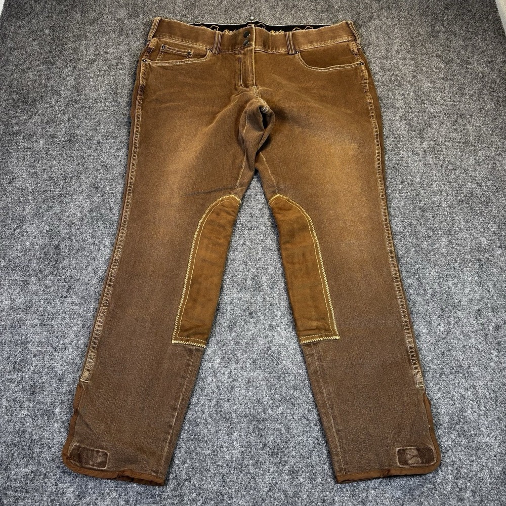 Goode Rider Breeches Women 36L Brown Knee Patch Equestrian Riding Pants Stretch